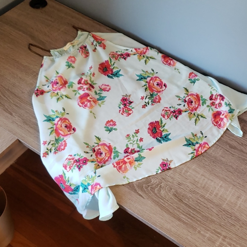 Open Back Blue Floral Halter Top